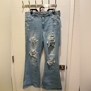 American Eagle High Rise, Next Level Stretch Flare Jeans (Size 16, Short)